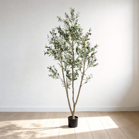 Arbre d'olivier en pot en plastique noir, feuilles vertes, plantes artificielles en pot, verdure avec décoration de pot, plantes artificielles en pot