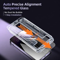 Protection d'écran en verre trempé 3D 9H pour iPhone 17 16 15 Pro Max, film anti-poussière et anti-traces de doigts, rayon 2.5D