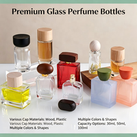 Bouteille de parfum vide FEA15 en verre avec bouchon en bois naturel personnalisé, taille et couleur sur mesure