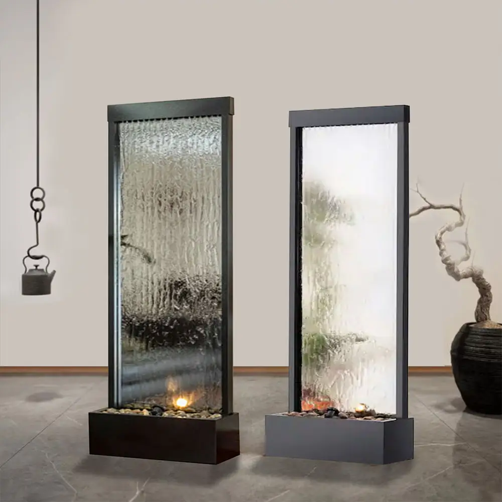 Floor-standing fountains and glass water walls decorate offices and living rooms