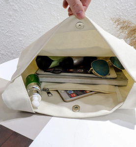 Sac à main en toile grande capacité pour femme, couleur unie simple, sac à bandoulière tendance, ouverture zippée, sac de shopping personnalisable avec logo - Product Image 6