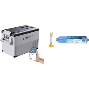 Réfrigérateur de voiture Euhomey 35 litres 12V 24V DC 110-240V AC, contrôlé par application, glacière portable pour camping-car, plastique blanc - Product Image 1