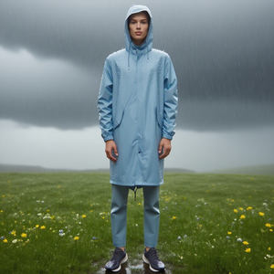 Cortavientos de moda para <span class=keywords><strong>mujer</strong></span>, abrigo de primavera-otoño de una sola capa, chaqueta impermeable Simple de un solo color, impermeable con capucha - Product Image 5