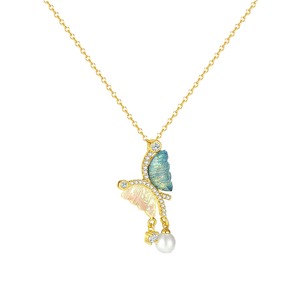 Brillante dolce oro placcato 18K gioielli di moda in acciaio inox con cuore di Zirconia luna ciondolo collana per <span class=keywords><strong>donna</strong></span> - Product Image 5