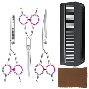 Pet Grooming Scissors Set Stainless Steel Straight Curved Shears For Cat Dog Haircutting Kit With Case And Cloth - Product Image 3
