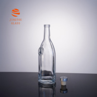 Bouteille en verre pour whisky de 700 ml - Bouteille en verre ovale à fond épais, adaptée aux spiritueux haut de gamme, avec bouchon en liège