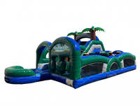 Parcours d'obstacles gonflable commercial modèle OC002 Thème Jungle, jeu de défi multicolore en PVC pour enfants, aventure en plein air