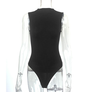 Combinaison moulante sans manches à col montant pour femme Under Lulu, coupe haute, en coton mercerisé extensible, style basique - Product Image 6