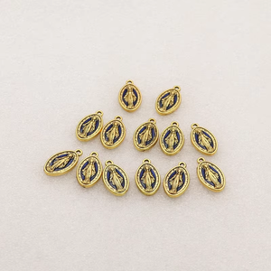 9x18mm Ovale Bleu Argent Médaille Catholique Pendentif Bijoux Religieux Charme En Alliage De Zinc Croix Collier Artisanat Fourniture - Product Image 2