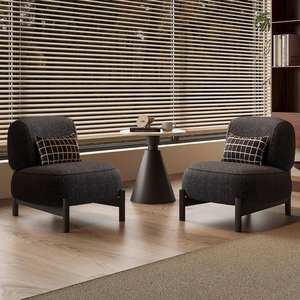 Cremefarbener Einzelsofa im Mittelklasse-Stil für Wohnzimmer, Designer-Schönheitssalon-Empfangs-Sherpa-Freizeitstuhl, schlichte moderne Wohnmöbel - Product Image 4