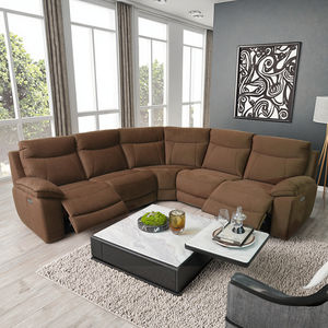 أريكة زاوية حديثة قابلة للتعديل بخمسة مقاعد من القماش الرمادي، مجموعة أرائك مستطيلة الشكل لغرفة المعيشة والفيلات مع أرجل معدنية - Product Image 1