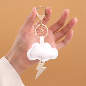 Grosir gantungan kunci berkilau awan putih lucu ornamen liontin gantung kulit PU rantai kunci Kawaii wanita Aksesori jimat - Product Image 4