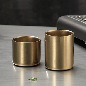 Tasse à café vintage en acier inoxydable avec couvercle <span class=keywords><strong>double</strong></span> <span class=keywords><strong>paroi</strong></span> 250ml 380ml <span class=keywords><strong>verre</strong></span> à <span class=keywords><strong>thé</strong></span> pour expresso bière eau boisson complète - Product Image 2