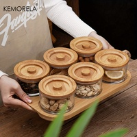 Stoples Kaca Multifungsi Ramah Lingkungan, Dapat Dipanaskan, Anti Bocor, dengan Tutup Kayu Bambu untuk Menyimpan Biji-bijian, Kacang-kacangan, dan Makanan Kering di Dapur