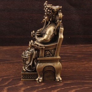 Figurine du dieu de la richesse en laiton, 10.7cm de hauteur, décoration de table, ornement du nouvel an chinois - Product Image 2