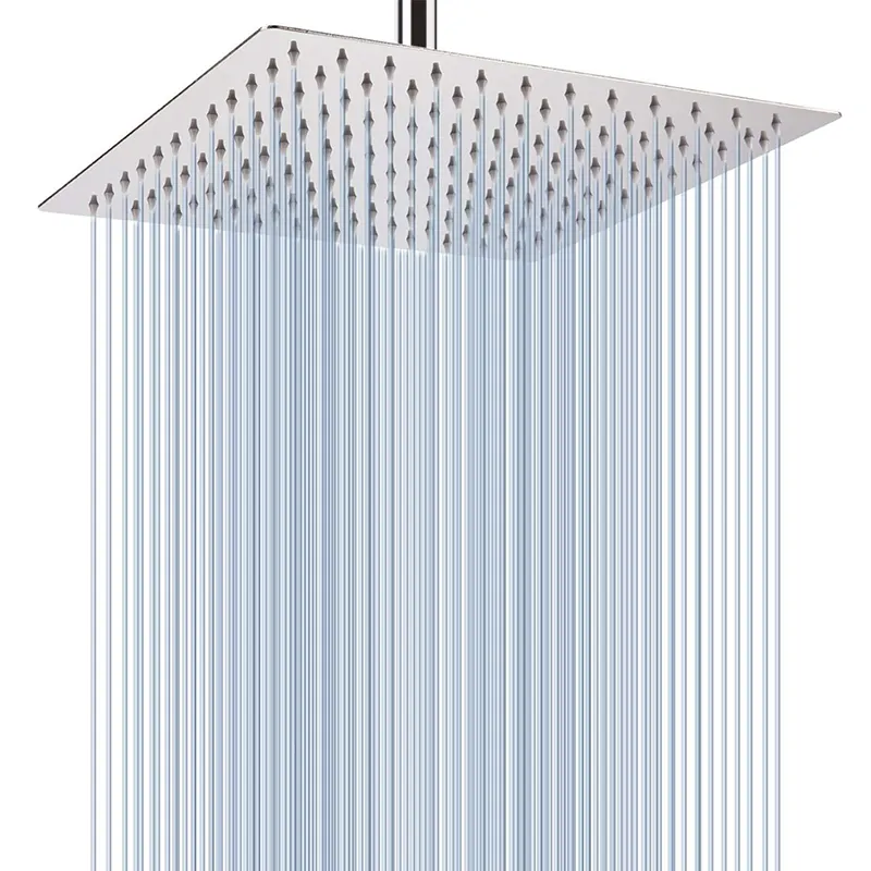 ducha superior High Pressure Overhead Rain Shower 8 Inch Ultra Thin 304 Stainless Steel Square Shower Head
