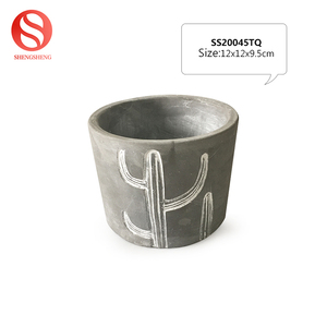 Jardín casa decorativa planta patrón redondo pequeño cemento flor maceta jardinera - Product Image 2