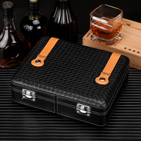 Étui à cigares en cuir de luxe sur mesure, en bois de cèdre espagnol, boîte à cigares de voyage avec hygromètre et humidificateur pour 20 à 30 cigares