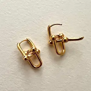 VIANRLA trendy chain link dangle earrings 925 sterling silver huggie hoop dangle earrings