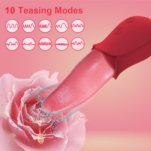 Phụ Nữ âm đạo thrusting dildo thủ dâm đồ chơi Silicone thực tế hình dạng lưỡi liếm Rose Vibrator - Product Image 2