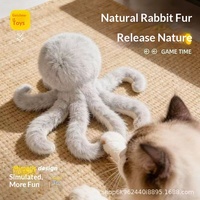 Jouet pour chat en vraie fourrure de lapin, modèle pieuvre, rempli de catnip, avec boule de fourrure, fait main, sûr pour la mastication, modèle de pieuvre pour chat, Chine