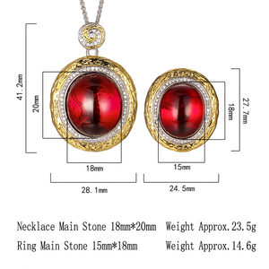 Ensemble de bijoux de mariage de haute qualité, exquis, écologique, en cuivre plaqué or, avec zircone cubique de coupe ovale, bicolore - Product Image 4