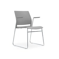 Chaise de bureau ergonomique en acier durable au design moderne avec accoudoirs, empilable, pour usage domestique, bureautique, réunions et formations