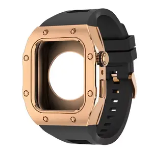 Bracelet en caoutchouc de luxe en silicone utilisé 42/44/45/49mm boîtier de montre pour Apple Smart Iwatch série 4/5/6/7/8