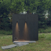 Sauna et bain à remous hybrides, sauna infrarouge extérieur noir et salle de bain de glace avec terrasse personnalisable