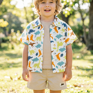 Traje Casual <span class=keywords><strong>de</strong></span> Verano para Niños, Camisa <span class=keywords><strong>de</strong></span> Manga Corta <span class=keywords><strong>de</strong></span> <span class=keywords><strong>Algodón</strong></span> Puro, Pantalones Cortos con Solapa Elegantes para Bebés - Product Image 2