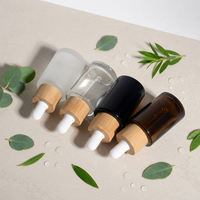 Flacons compte-gouttes cylindriques carrés en verre de 30 ml pour huiles essentielles, avec estampage doré, pour sérum de soin et crème visage, diffuseur