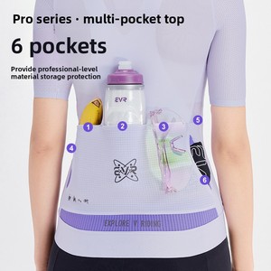 Maillot de cyclisme d'été EVR-2024 pour femmes, haut à manches courtes, séchage rapide, respirant, mélange de coton, fabriqué en Chine, vélo de route professionnel - Product Image 4
