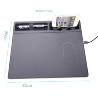 Chargeur sans fil 15W multifonction, tapis de bureau, tapis de souris avec poche pour stylo et support pour téléphone, accessoire de charge rapide sans fil