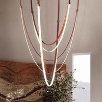 Lustre moderne simple à haut duplex, forme allongée, lampe centrale pour hôtel, villa, salon, pour éclairage suspendu