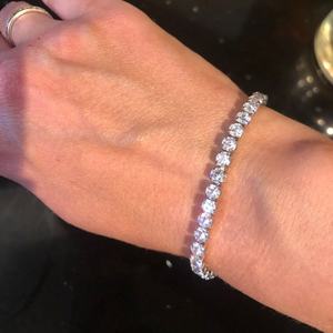 Модные ювелирные изделия: браслет-цепочка из 18-каратного золота, круглой формы, 4 мм, с кубическим цирконием, регулируемый теннисный браслет для женщин и пар. - Product Image 2