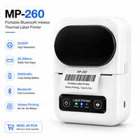 Imprimante d'étiquettes thermiques sans encre portable MP-260, 203 DPI, papier en rouleau de 25 à 58 mm de largeur, mini imprimante d'autocollants mobile avec batterie de 2000 mAh
