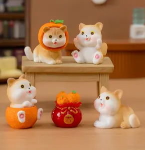 Patung anjing kucing kecil hewan lucu mini, mainan model resin untuk anak-anak bonsai pot peri desain dekorasi untuk akuarium