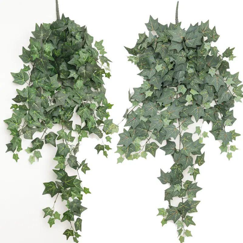 2022 New Arrival Silk Ivy Leaf Green Plant Creeper Plant Wall Decoration With Rattan Vine Wall Hanging