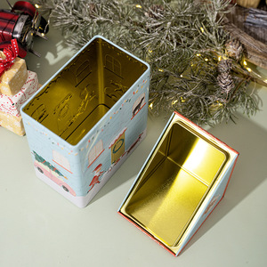 YW-502 Decorazioni per la Vigilia di Natale, Scatola di Latta a Forma di Casa Vuota per Regali, Caramelle, Biscotti, Cioccolato - Product Image 3