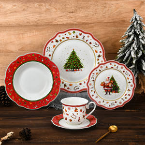 Nuovo stile Vintage 20 pz Santa dely Bone China piatto Set a forma di onda a forma di onda per la festa di casa uso ristorante di nozze - Product Image 1