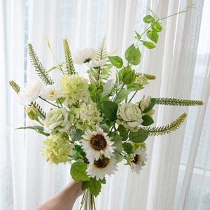 Bouquet de fleurs artificielles Spirited Away, tournesol blanc, hortensia, décoration d'intérieur, CF02134 - Product Image 2