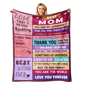 Cadeaux d'anniversaire pour maman de la part de sa fille ou son fils, couverture pour la fête des mères, cadeaux pour maman pour la Saint-Valentin, Noël, couverture en flanelle douce 60"x50" - Product Image 1