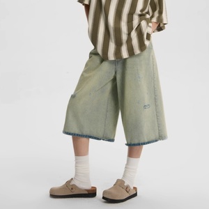 Pantalones Cortos de Mezclilla para Hombre Estilo Hip-Hop, Holgados, Desgastados, con Logotipo Bordado Personalizado, Venta al Por Mayor - Product Image 6