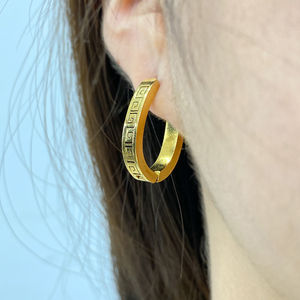 ต่างหูห่วงทรงเรขาคณิตทันสมัย ชุบทอง 18K บนสแตนเลสสตีล สำหรับทุกเพศ - Product Image 4