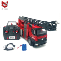 Camión de Bomberos de Juguete HUINA 1561 2.4G 1:14, Simulación de Control Remoto, Camión RC con Escalera y Rociador de Agua