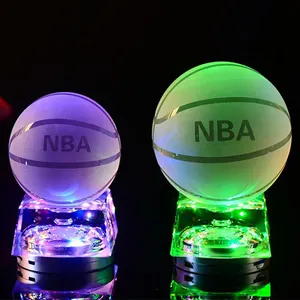 水晶玻璃篮球/足球 led灯与不同的光