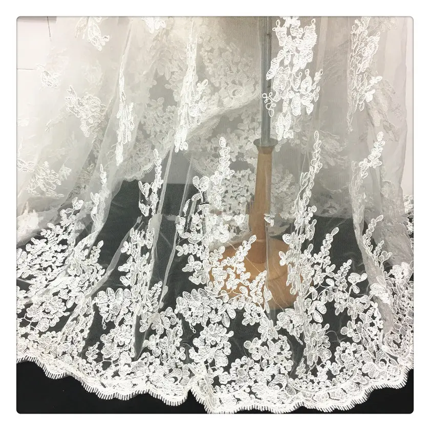 african 2021 nigerian french tulle white lace bridal fabric 3d ribbon embroidery lace net fabric