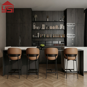 Meubles de cuisine modernes en panneaux <span class=keywords><strong>Egger</strong></span> noir mat, résistants à l'humidité, armoires modulaires personnalisées avec îlot - Product Image 4