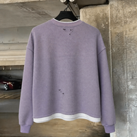 Ensemble streetwear 2 pièces pour homme, col rond en maille gaufrée épaisse, effet vintage délavé et vieilli, t-shirt vierge personnalisable