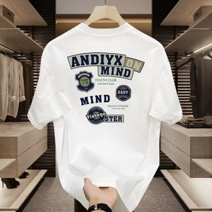 Camiseta de manga corta de algodón puro transfronterizo de marca de moda de verano 2025 para hombre, nueva camiseta informal de cuello suelto Ins, diseño atractivo - Product Image 3